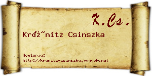 Kránitz Csinszka névjegykártya